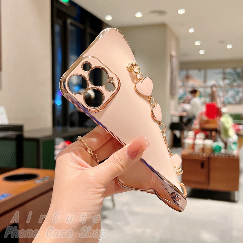 Ốp lưng Samsung J7 Pro Prime J6 J6+ J4 J4+ Plus A7 2018 SamsungJ7 SamsungJ6 SamsungJ4 SamsungA7 Electroplating Protect Camera Love Bracelet Soft Case