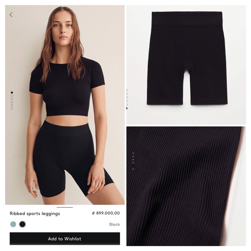 Quần legging lửng gân sọc | Mango auth vợt sale