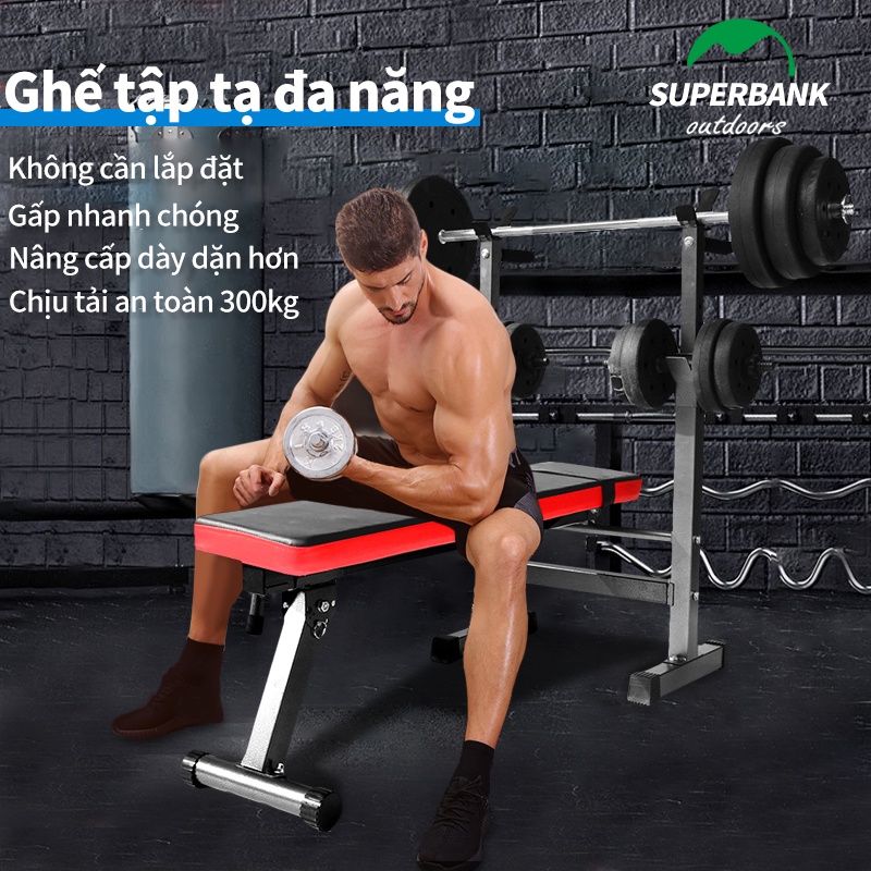 Ghế tập tạ đa năng giá tập squat giá tạ điều chỉnh giường tập tạ bộ dụng cụ tập thể hình tại nhà giá tạ đẩy ghế tạ đòn