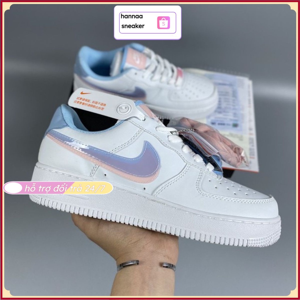 (FULL BOX) ảnh thật giày thể thao Air Force 1 Low LV8 Double Swoosh Light Armory Blue dành cho nữ