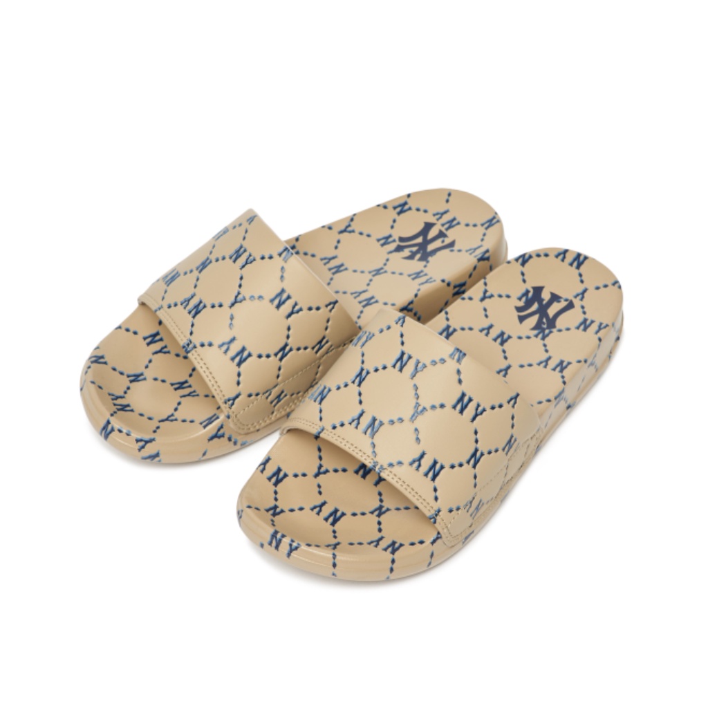 Dép MLB Dia Monogram NY Đen/Trắng Chính Hãng