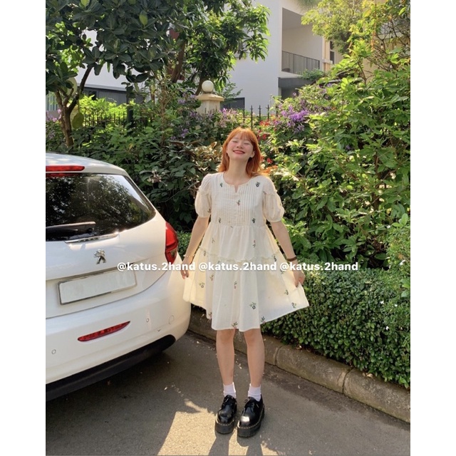 Váy Đầm Nữ Babydoll Hoa Nhí Dáng Xoè-Váy Babydoll Thô Quảng Châu Ngắn Tay