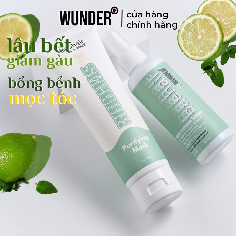 combo tẩy da chết da đầu BAEHAIR SCRUBIE và xịt phồng tóc BAEHAIR LOTION, giúp sạch gàu, giảm ngứa, làm phồng chân óc