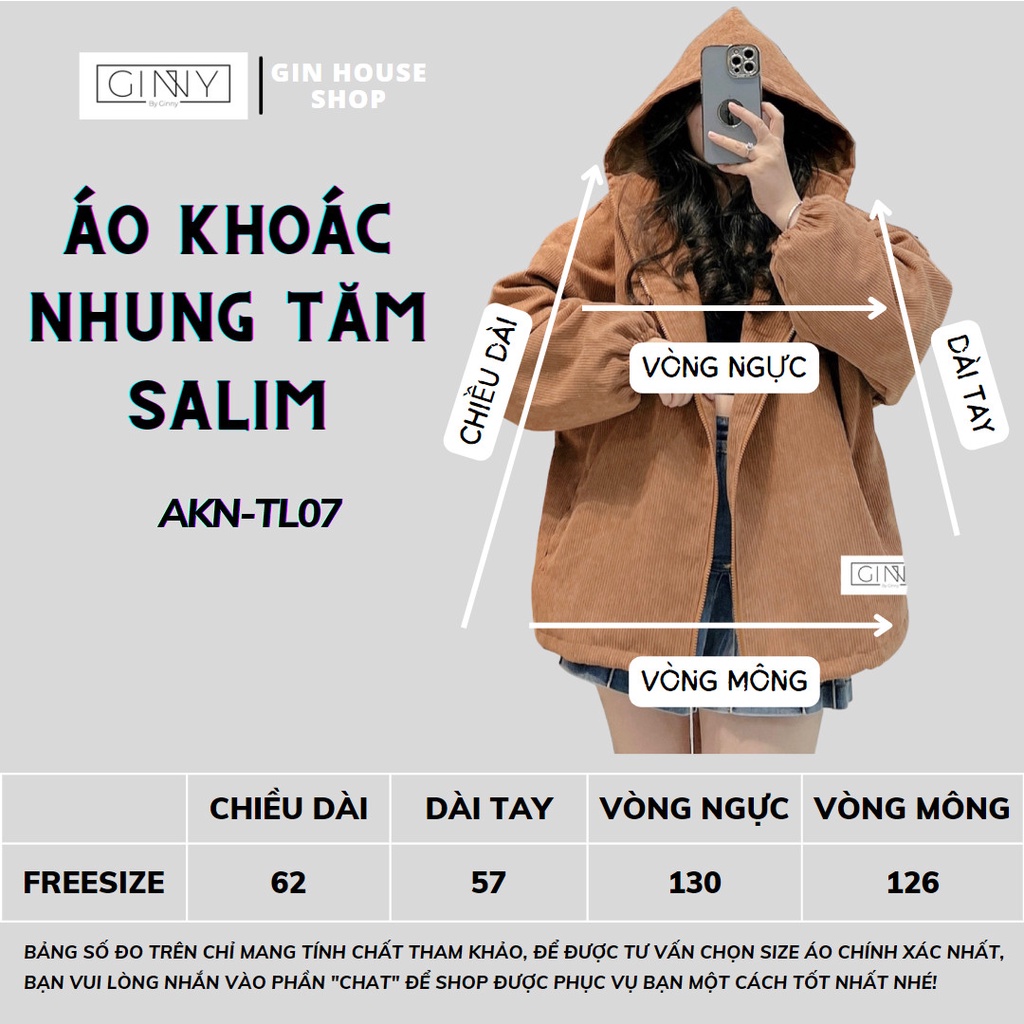 Áo khoác nhung tăm Salim TL-07 | Có Túi Trong | Form Rộng | Ginny