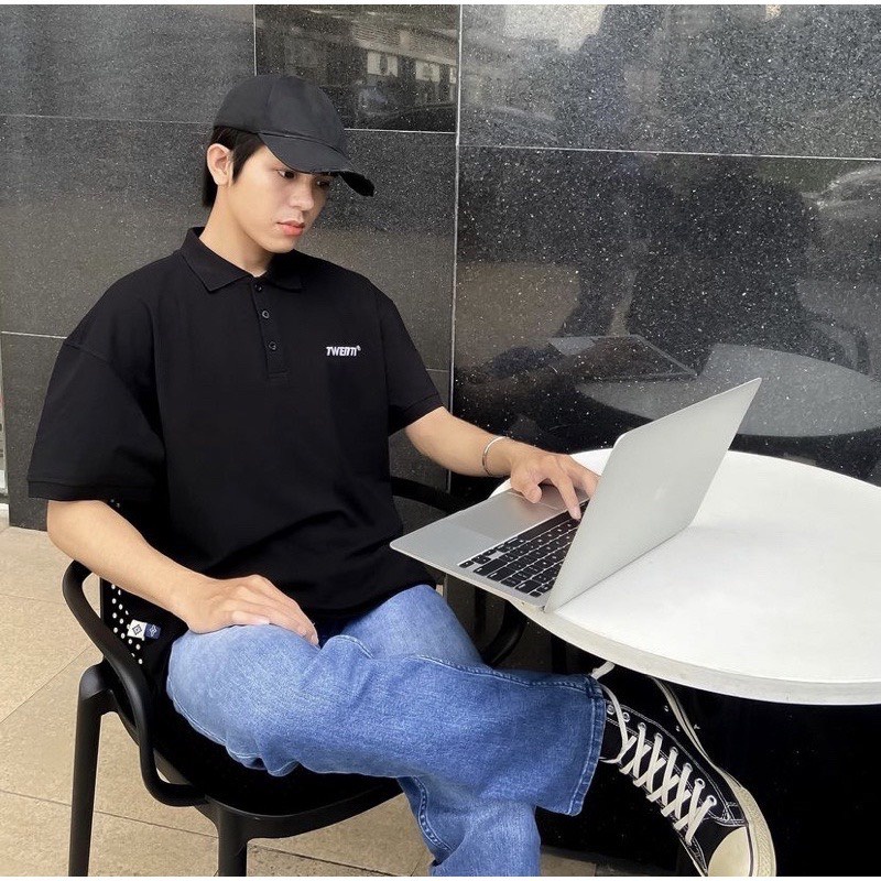 Áo Polo Twenti Stripe Black Nam Nữ Unisex Chất Cá Sấu