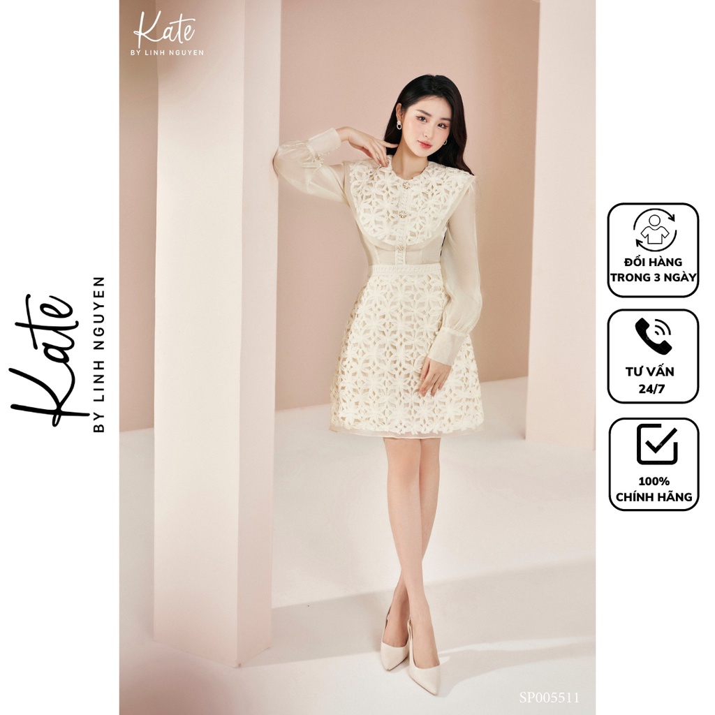 Váy ren hoa phối tằm óng 5511 thời trang thiết kế Kate by Linh Nguyen