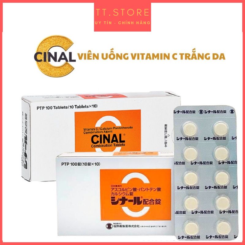 Viên Uống Cinal C Vitamin C Trắng Da, Ngừa Mụn, Giảm Nám 100 Viên Nhật Bản.