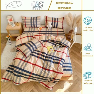 Bộ Chăn Ga Gối Cotton PL Hình Kẻ BBR, Chất Liệu Thoáng Mát Đủ Kích Thước CAS Decor