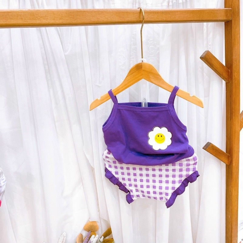 Bộ áo hai dây - quần chip vải cotton 4 chiều cho bé GÁI đồ hè cho bé gái