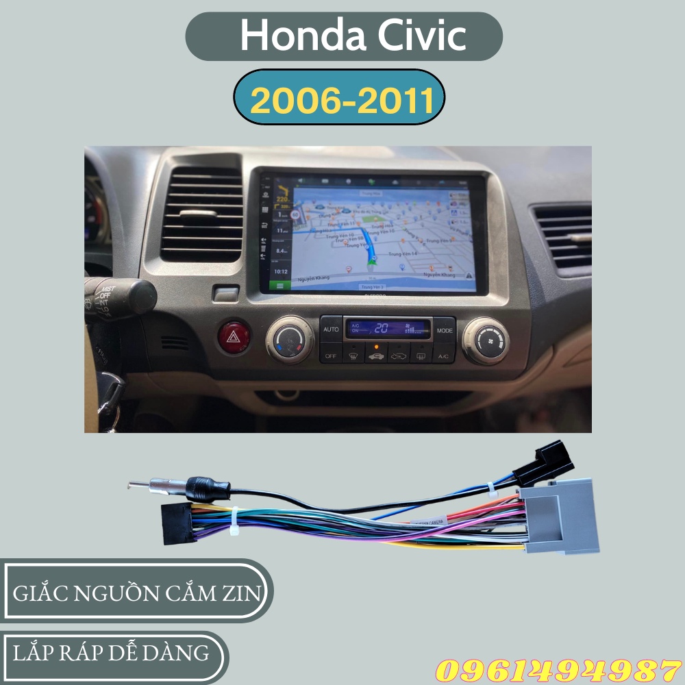 Mặt dưỡng 9 inch Honda Civic kèm dây nguồn cắm zin theo xe dùng cho màn hình DVD android 9 inch