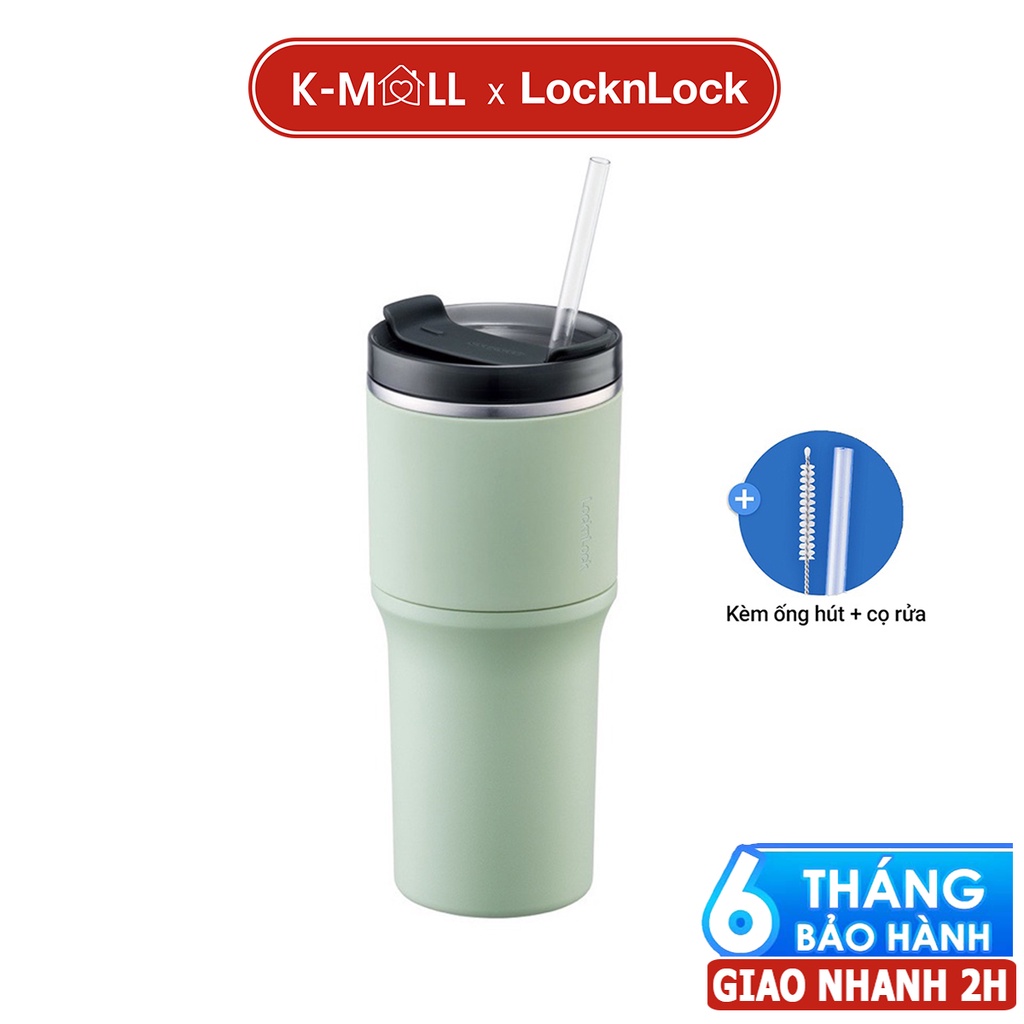 Ly giữ nhiệt LocknLock Metro Drive 650ml tặng kèm ống hút và cọ LHC4277S Hàng Chính Hãng - Màu xanh ngọc - K-MALL