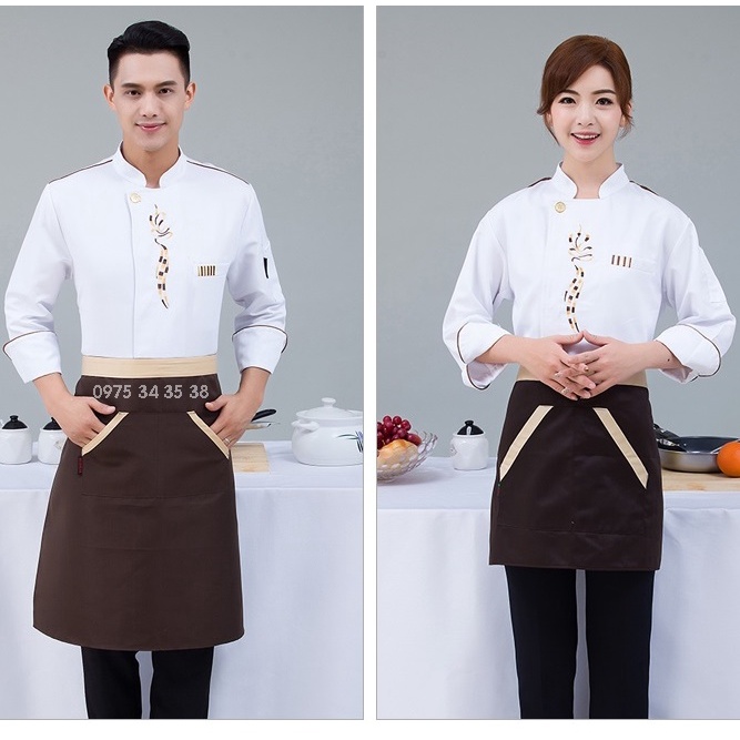 Áo đồng phục bếp cho nhà hàng, khách sạn,  mỏng ngắn tay mùa hè