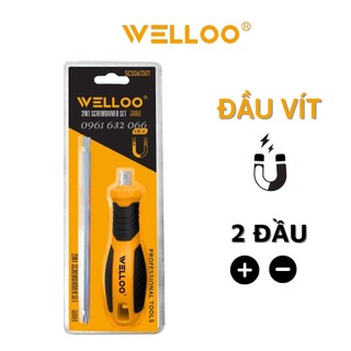 Tua vít đảo đầu cao cấp, tô vít 2 đầu đa năng 6x160 mm welloo - đầu vít có nam châm, thân thép crv siêu bền scs06130t