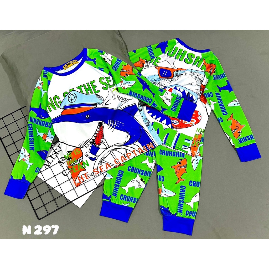 HOT TREND Bộ dài tay thun lạnh in 3D siêu anh hùng cực chất cho bé trai từ 10 đến 22kg - pikakids