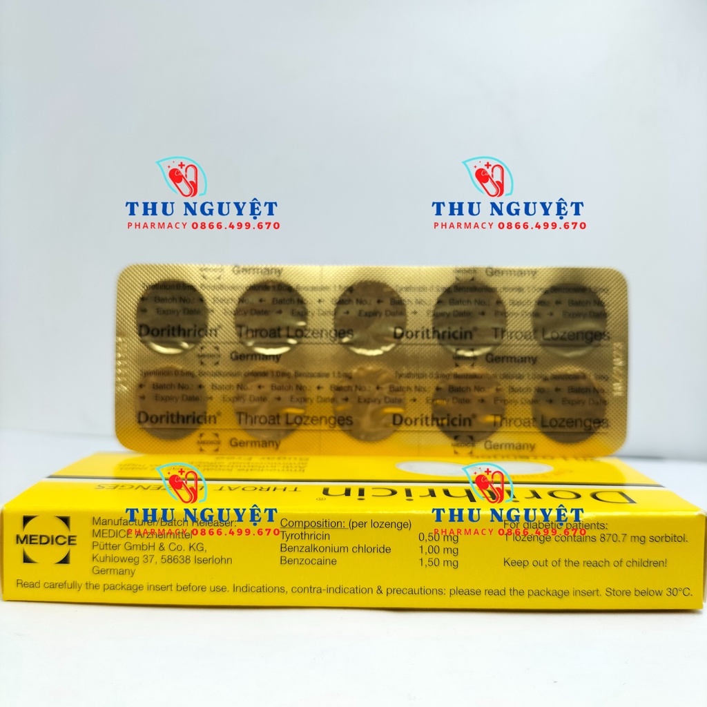 Viên ngậm Dorithricin Đức hộp 20 viên