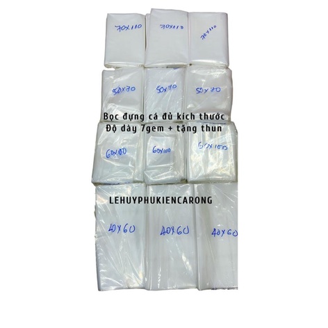 Bọc Đóng Cá Vận Chuyển Đi Xa, Bịch Ship Cá Đi Xa Giành Cho Các Loại Cá Lớn Độ Dày 7 Zem 8Zem + Tặng Thun Cột