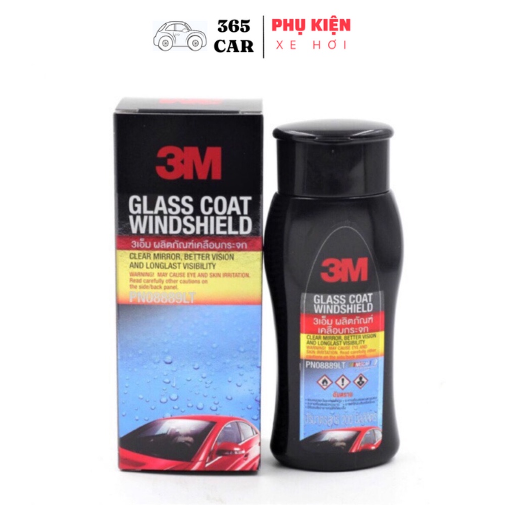Chai chống bám nước trên kính xe ô tô, chống bám nước gương hậu 3M Glass Coat Windshield 08889 LT 200ml
