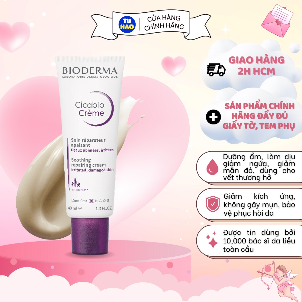 Kem dưỡng Bioderma Cicabio Creme phục hồi làm dịu da kích ứng 40ml