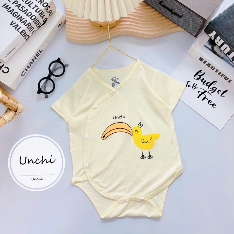 Body chip UNCHI cộc tay cúc lệch vải cotton thông hơi mềm mát cho bé