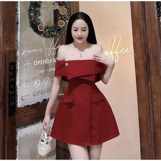 Đầm dự tiệc nữ, váy đầm nữ ngắn bẹc vai phong cách tiểu thư sang chảnh dự tiệc hàng Bigsize từ 50-90kg
