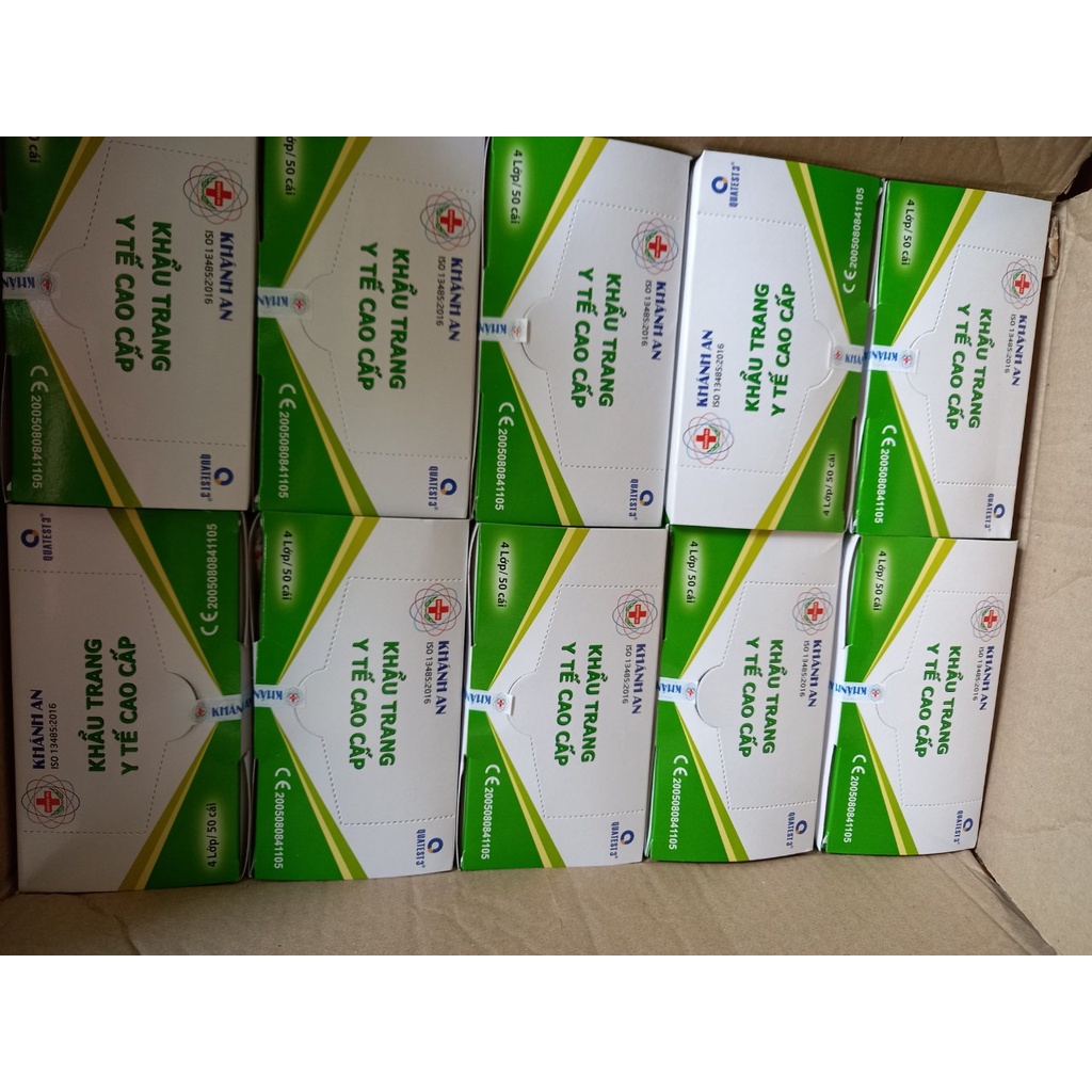 SỈ 10 HỘP KHẨU TRANG KHÁNH AN 4 LỚP KHÁNG KHUẨN LOẠI 2 MÀU XANH