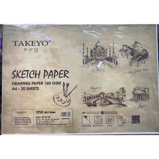 1 xấp 20 tờ giấy vẽ takeyo a4 - a3 đl 160gsm.