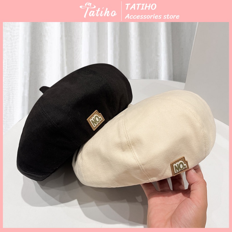 Nón nồi unisex nam nữ, mũ beret chất Cotton họa tiết trơn đen nâu be phong cách Hàn Quốc thời trang basic - mã NV063