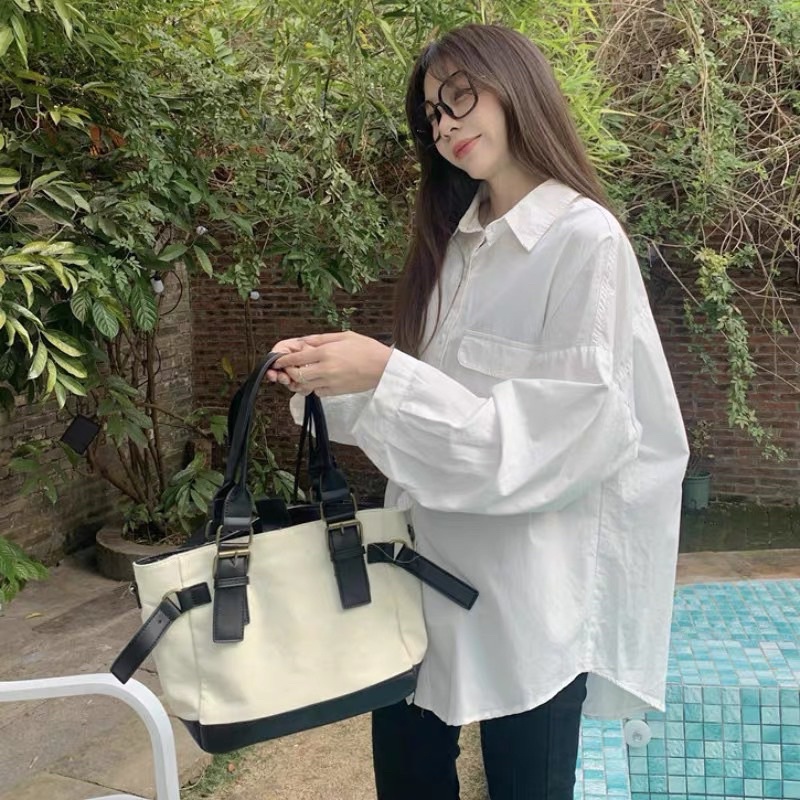 Áo sơ mi trơn túi tròn - mã 829