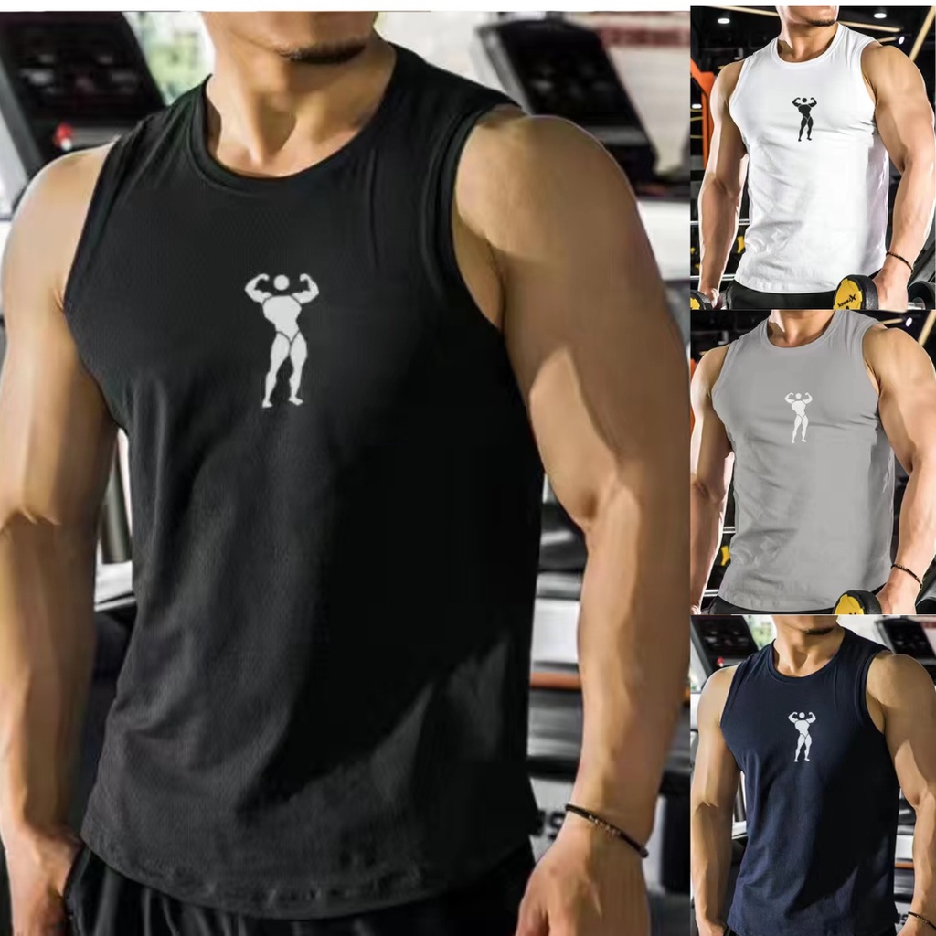 Áo tập gym, áo ba lỗ tanktop nam thể thao 𝗛𝗜̀𝗡𝗛 𝗡𝗚𝗨̛𝗢̛̀𝗜 vải thun cotton thoáng mát hút mồ hôi nhiều màu nhiều size