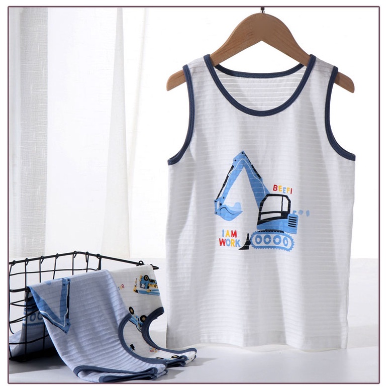 Sét 3 áo ba lỗ, áo sát nách chất cotton giấy Cực Mát mùa hè cho bé TRai hãng MAM DAD KIDS