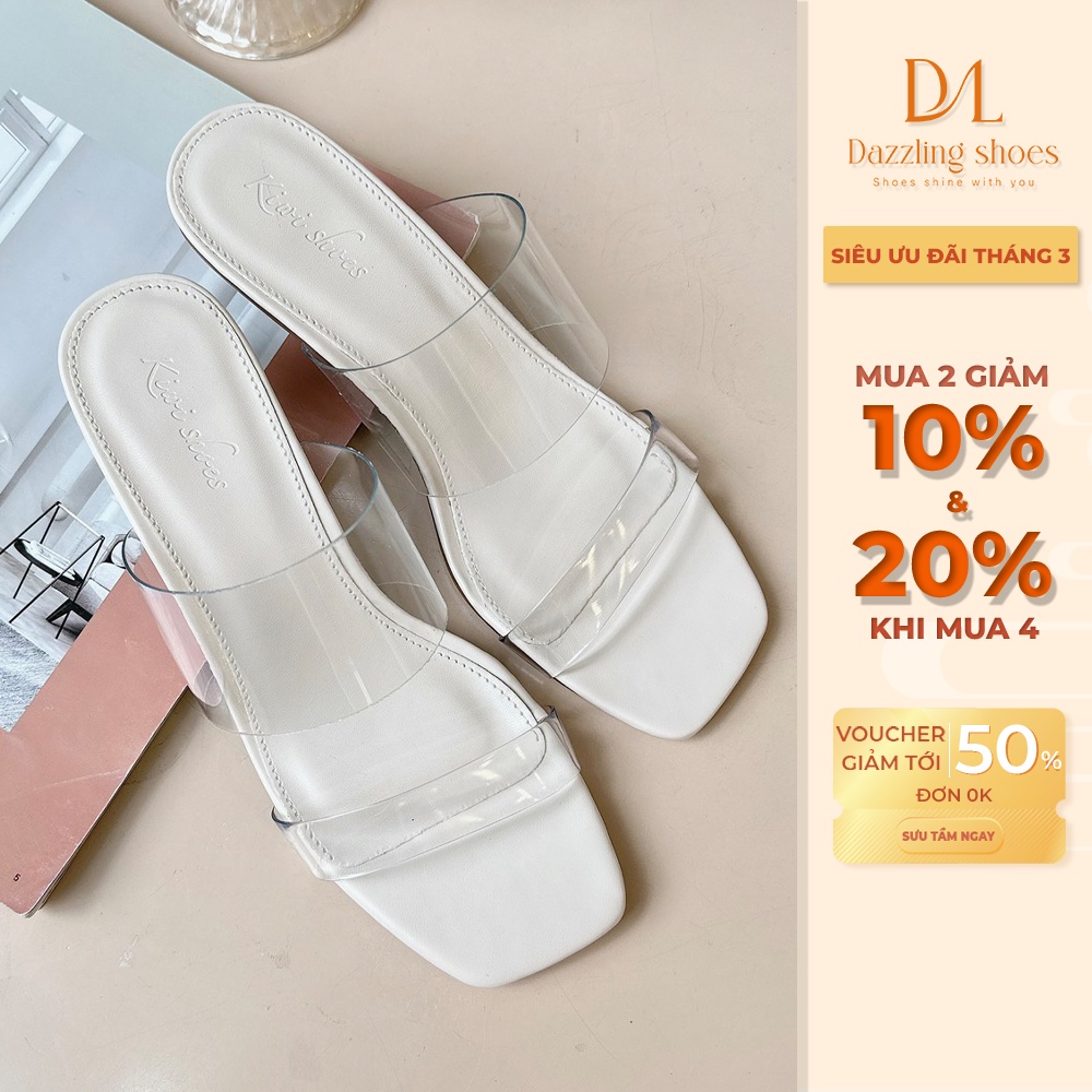 Dép nữ cao gót 4cm quai ngang trong DAZZLING SHOES trẻ trung, hiện đại dễ phối đồ phù hợp đi làm, đi chơi GU60