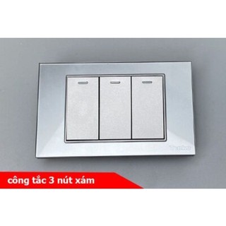 Công tắc điện âm tường mặt kính cường lực tenko tk-c18-03 xám