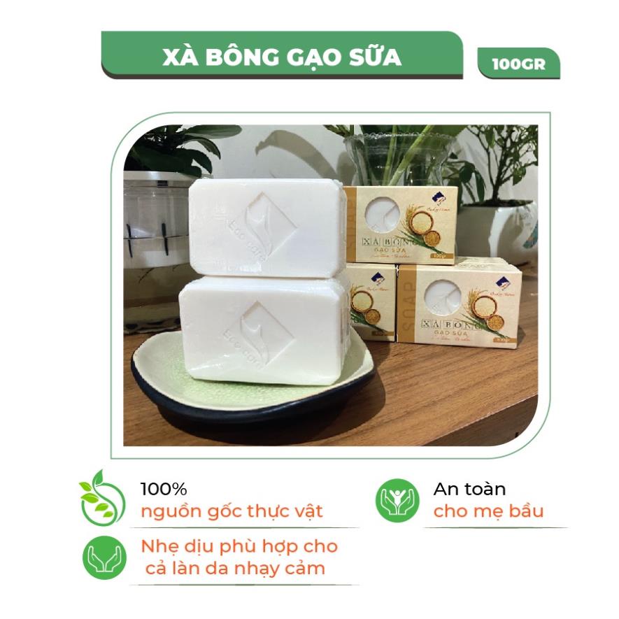 Xà bông gạo sữa ECOCARE - Thành phần hữu cơ tự nhiên giúp sáng da, dưỡng ẩm hiệu quả và an toàn - 100g