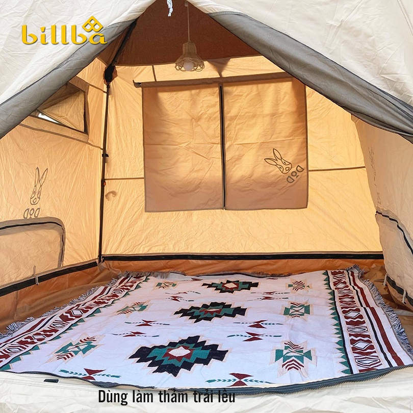 Thảm trải dã ngoại thổ cẩm, khăn trải bàn sofa decor cắm trại picnic ngoài trời phong cách Vintage BB4121  - Billba Camp