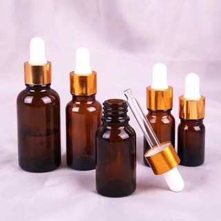 Chai thuỷ tinh nâu nắp bóp vàng 10ml