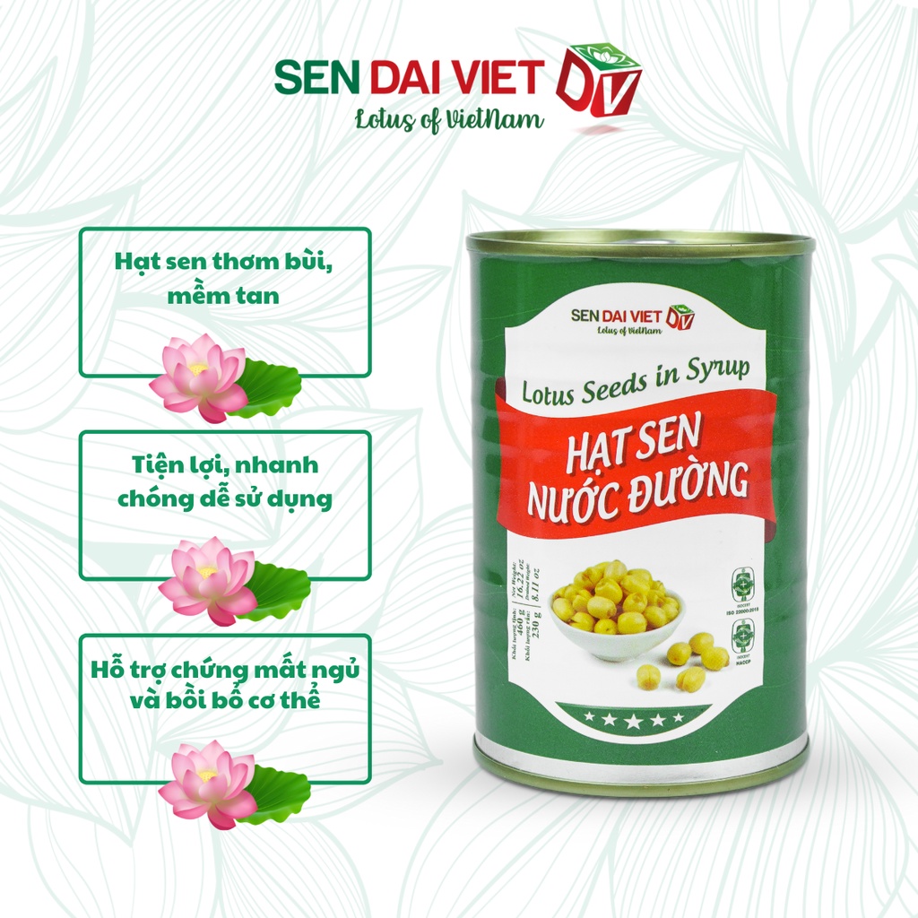 Hạt Sen Nước Đường- Hương Vị Thơm Ngon, Dễ Dàng Sử Dụng, Nguyên Liệu Pha Chế, ĐV- Sen Đại Việt- Lon 460g