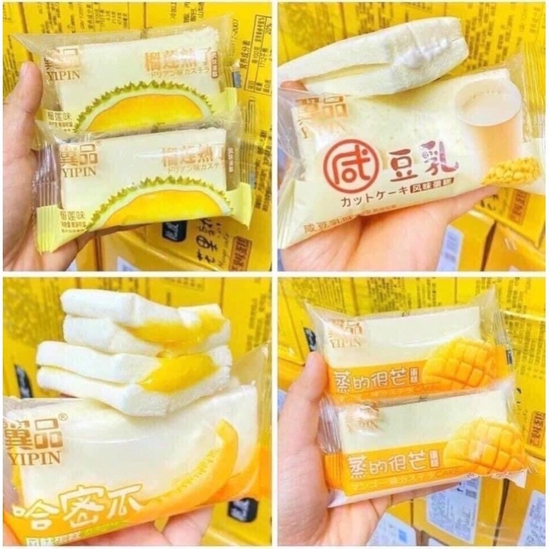 🍟 Bánh bông lan hấp Yipin vị Đậu Nành, Dưa lưới, Xoài, Sầu riêng thơm ngon