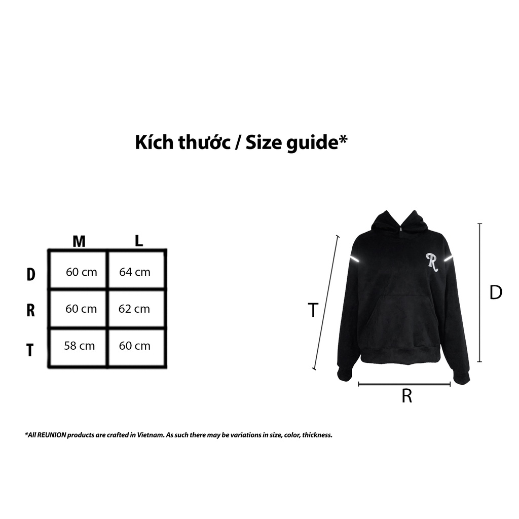 REUNION Boxy Hoodie - Áo Hoodie Boxy REUNION Da Lộn Chữ Thêu version 3.0