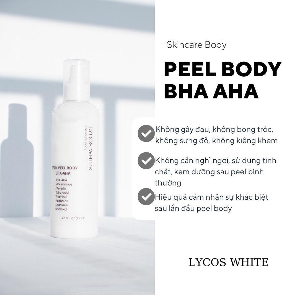 Peel Body Ủ Trắng Da BHA  AHA - Peel Body Không Bong Tróc Căng Bóng Da Lycos White | BigBuy360 - bigbuy360.vn