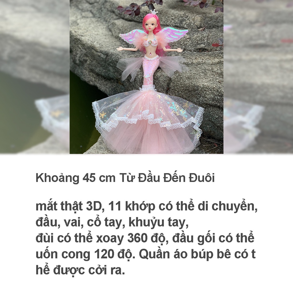Cao 45cm - 13 phần có thể hoạt động khớp,đáng yêu nàng tiên cá Barbie barbie cô gái quà sinh