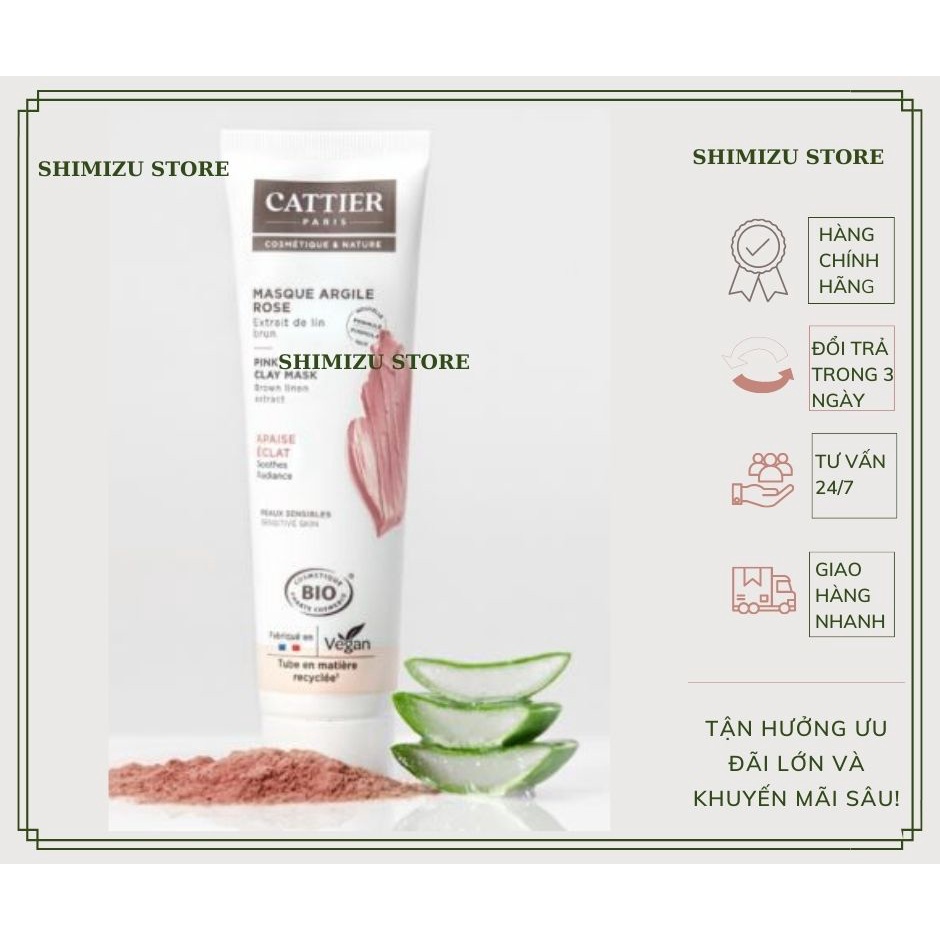 Bản Pháp hàng Nội địa  - Mask đất sét của Cattier clay mask aloe vera trắng da 100ml