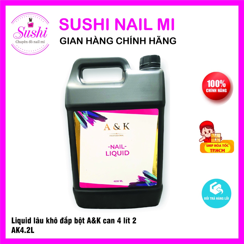 Liquid 4.2L chảy lâu khô đắp bột A&K - Lưu huỳnh đắp bột nail móng - Sushi mi nail