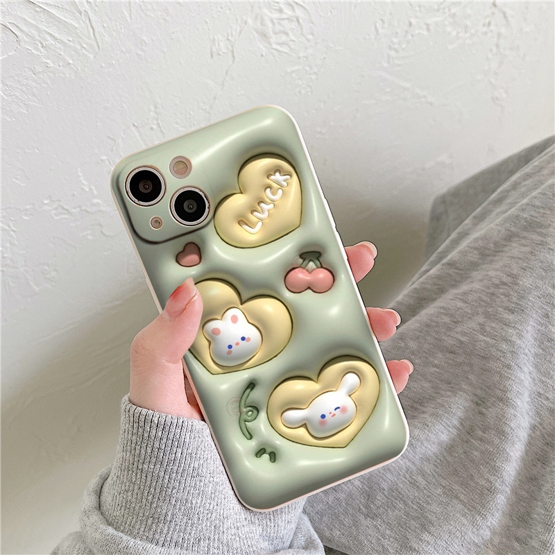 Ốp silicon iphone tim vàng thỏ luck ip 7plus 8plus x xsmax 11 12 13 14 pro max promax 11promax 12promax 13promax  e4119