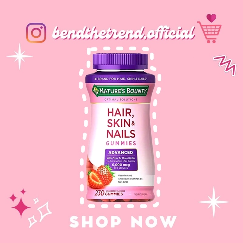 KẸO NATURE'S BOUNTY ĐẸP DA, MÓNG, TÓC HÀM LƯỢNG NHÂN ĐÔI BIOTIN