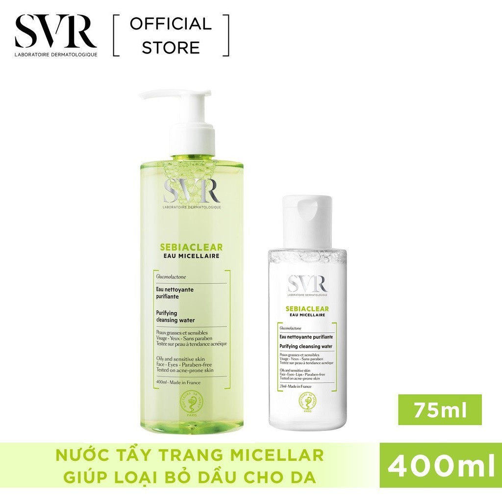 Nước làm sạch da, tẩy trang và giúp loại bỏ dầu cho da SVR SEBIACLEAR EAU MICELLAIRE 75ml