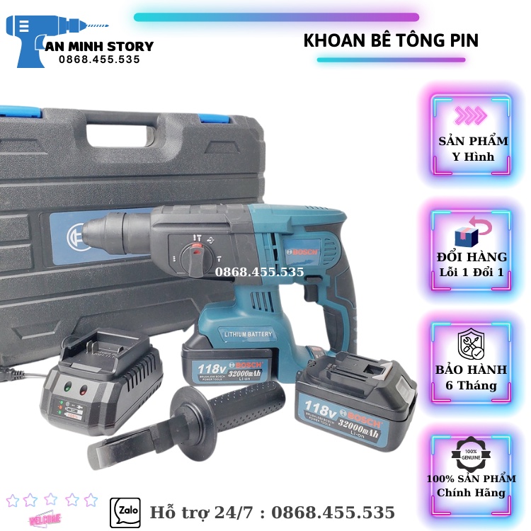 Máy Khoan Bê Tông Dùng Pin 118V