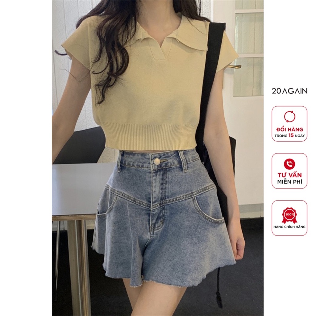 Áo len montoghi 20Again, thiết kế croptop cổ bẻ cá tính, độc đáo ALW2038 | BigBuy360 - bigbuy360.vn