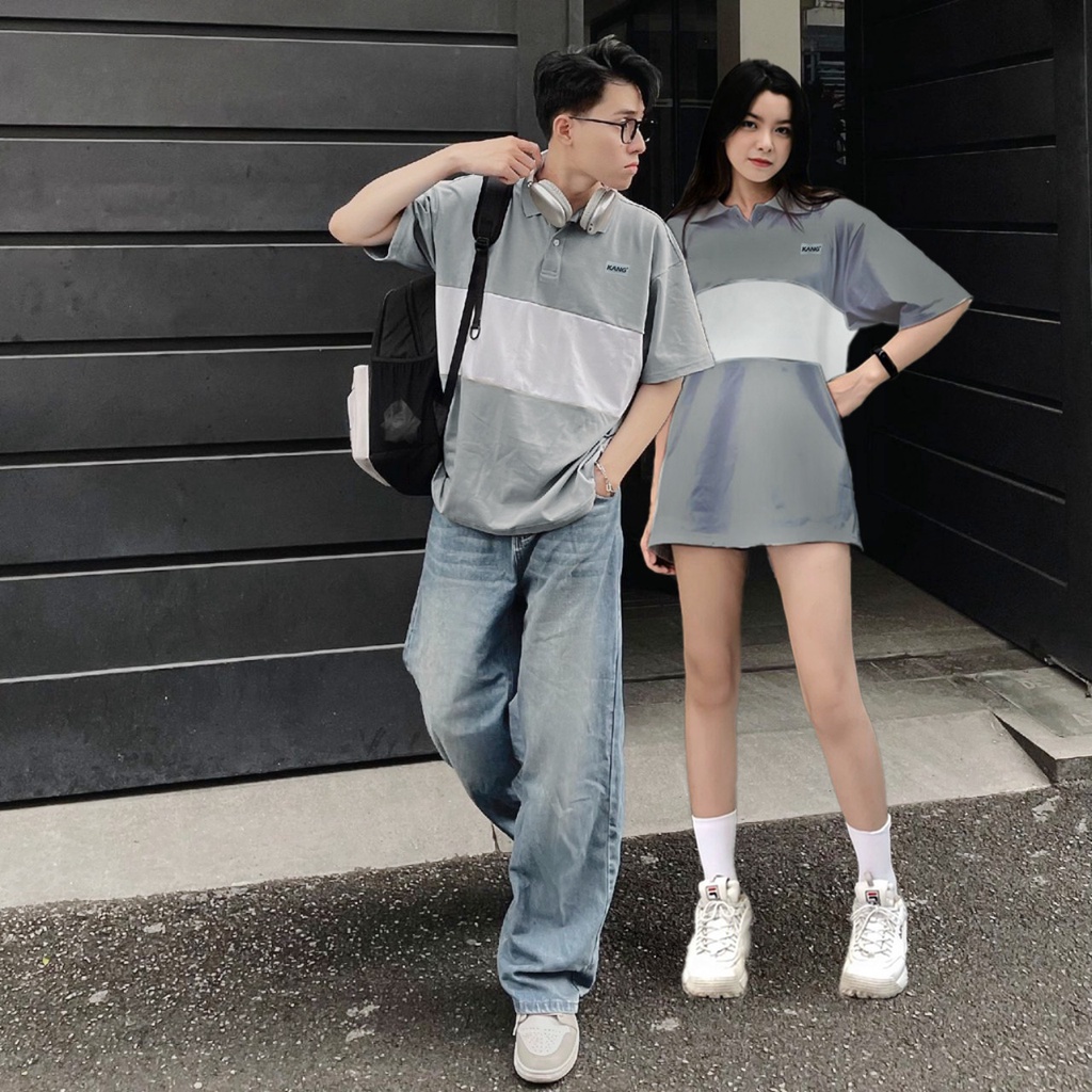 Áo Thun Nam Nữ LOCABRAND UNISEX Form Rộng OVERSIZE Có Cổ Chất Cá Sấu Polo Tay Lỡ Xám Sọc Trắng Fanshion Hàn Quốc Trendly