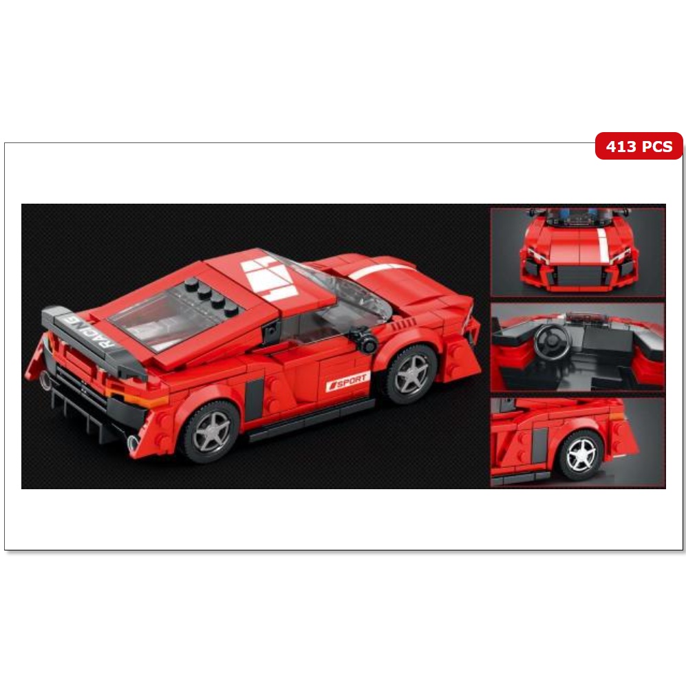 MÔ HÌNH LEGO SIÊU XE MÀU ĐỎ VỚI 413 CHI TIẾT - CHẤT LIỆU NHỰA ABS AN TOÀN - MÀU SẮC ĐẸP, CHẤT LƯỢNG