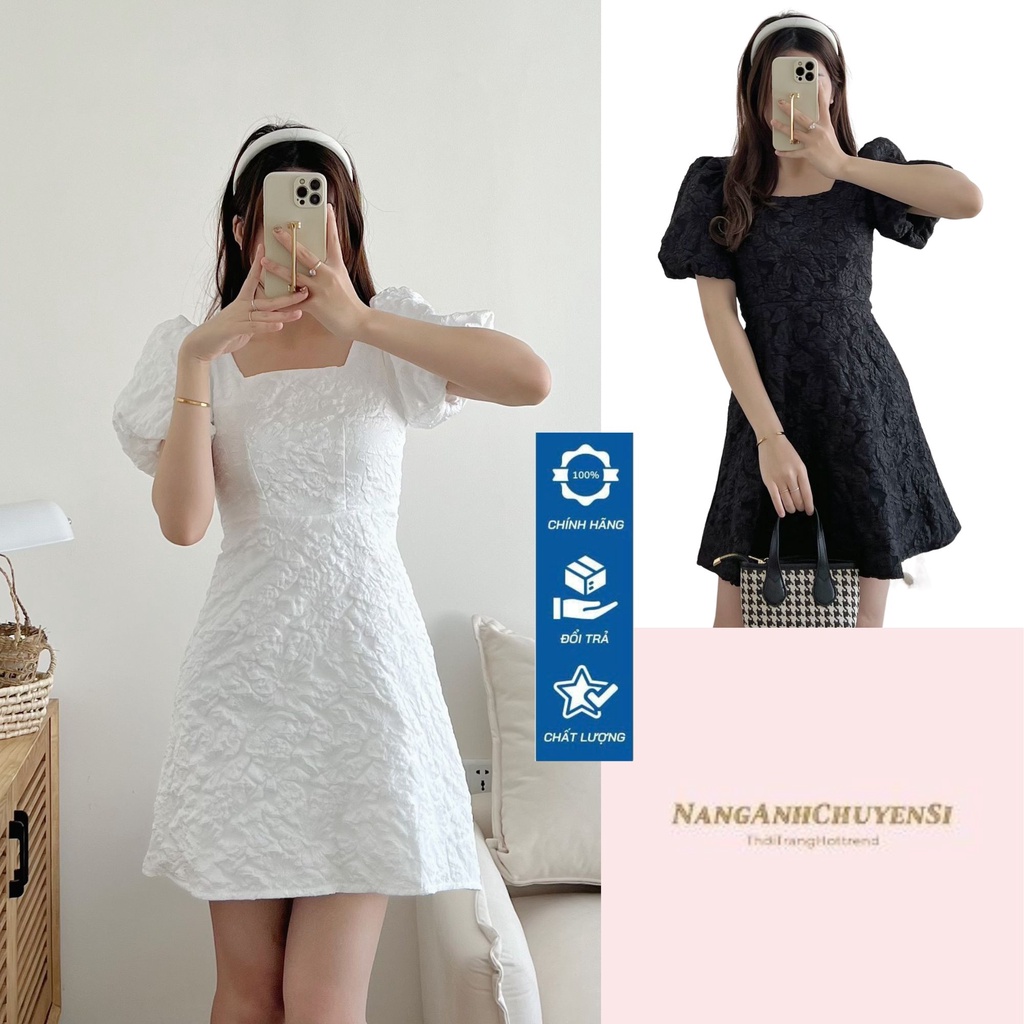Váy Xốp Mềm Cổ Vuông Tay Bồng Siêu Xinh Kèm Nơ Lưng Siêu Dễ Mặc Hàng Qccc Phù Hợp Với Mọi Lứa Tuổi Đ26223
